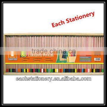 60PCS/SET Natural Wooden Dipped Top Coloured Pencil Set Of Top Dip In Wooden Box With Color Paper