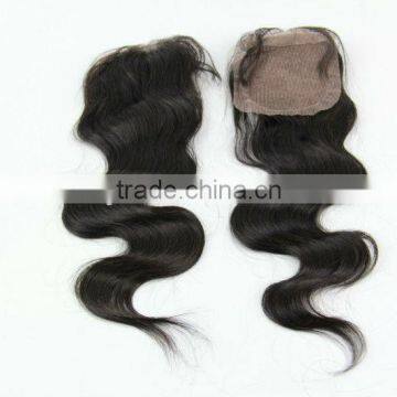 Brazilian virgin remy human silk base top closure body wave