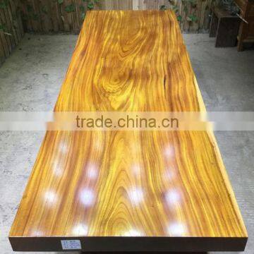 Hot Sales Okan Style Right-Angle Side Natural Yellow Rose Wood Dining Table Top