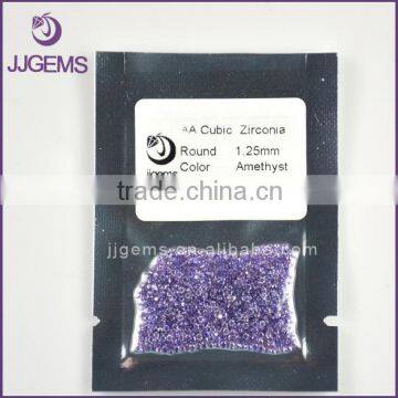 Large Stock Cheap Price Machine Cut 1.25mm Amethyst Round Cubic Zirconia Stone Price