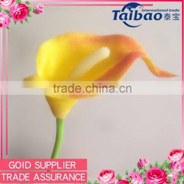 PU Material Long Plastic Stem Orange Calla Lily Real Touch Flowers Wholesale