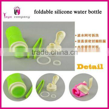 Wholesale New design collapsible 500ml silicone water bottle