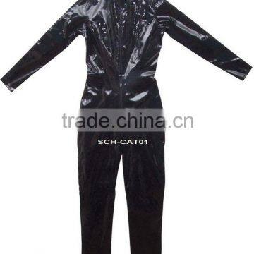 High Quality Black Women Sexy PVC Catsuit