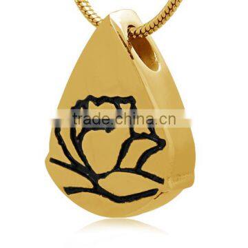 The Welcomed Gift & Crafts Rose Printed Water Drop Stainless Steel Cremation Urns Pendant Shows Your Handsome Sense