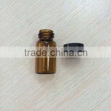 3ml amber color tube glass bottle with black cap