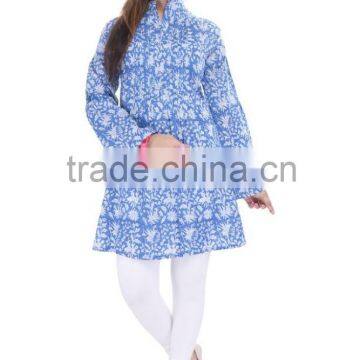 Hand Block Printed Women Kurtis Indian Handmade Casual Wear Top Fashionable Tunic Girls Dress