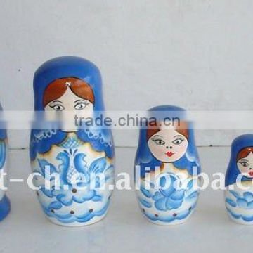 Hand painted wooden nesting russian matryoshka doll