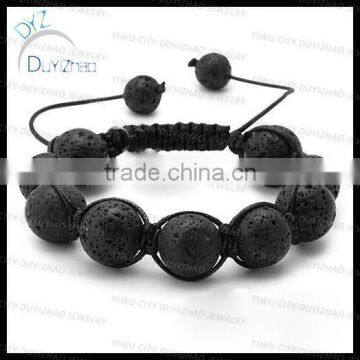 High quality mens 14mm lava stone shamballa bracelet