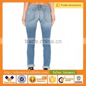 Guangdong Manufacturer Wholesale Price Ripped Skinny Women Denim Jeans photo-3