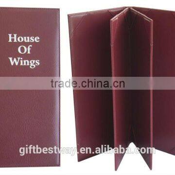 Leather Burgundy wine list menu holder menu cover