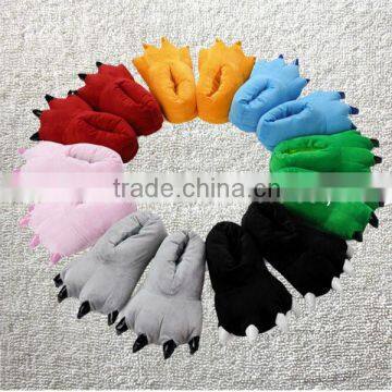 Big Feet Foot Animal Yellow Red Pink Green Black Gray Blue Bear Claw Paw Plush Slippers Home Women Men