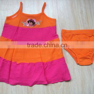 wholesale little baby dress with brief halter dress crepe bright color baby girl dress