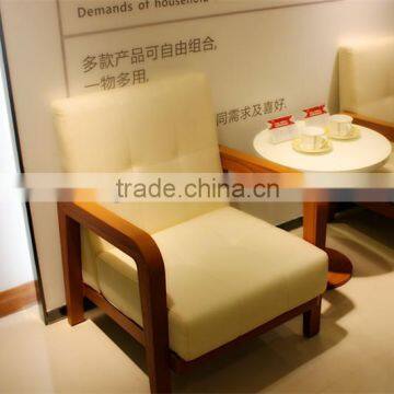 Modern wooden hotel bedroom furniture arm chair with fabric cushion