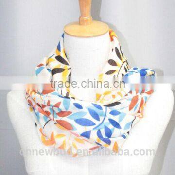 Leaf printed Infinity voile scarf