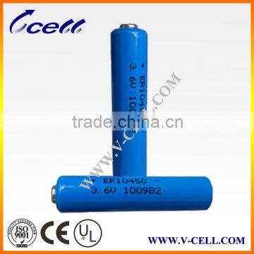 3.6v 1000mah AAA size ER10450 battery for Utility meter/GPS Alarm/security equipment