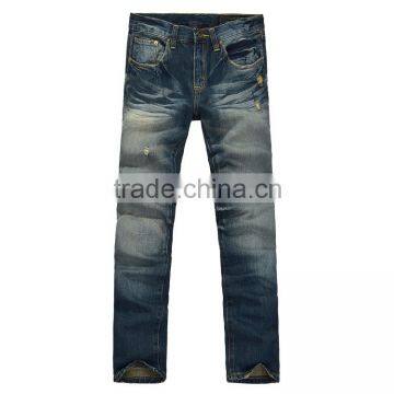 Manufacture China brand name jeans men gender vintage ripped distressed denim trousers skinny pants jeans