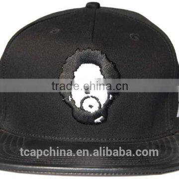 Fashion Hot Sell 100% Cotton 5panel Leather Brim Hip-hop Strapback Cap photo-2