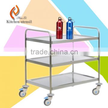 Three tiers multi-tiers 50kg loading CE approved commercial stainless steel kitchen food trolley cart for restaurant