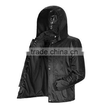 Classic Black Waterproof Safe Reflective Stripe Hoodie Raincoat