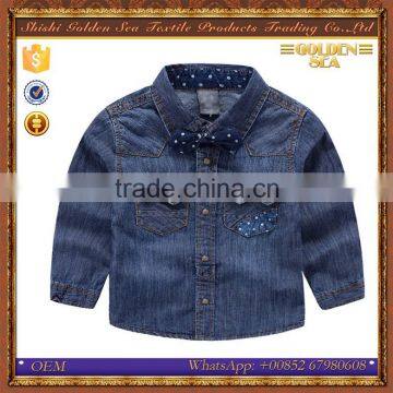 2016 wholesale new style simple denim boys shirt