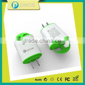 2015 high technology universal AC travel charger approved qualcomm quick charger 2.0 class A standard