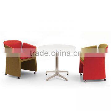 Small MFC Powder Coating Frame Round Office Table