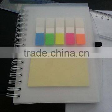 pp notebook with colorful sticky notepad