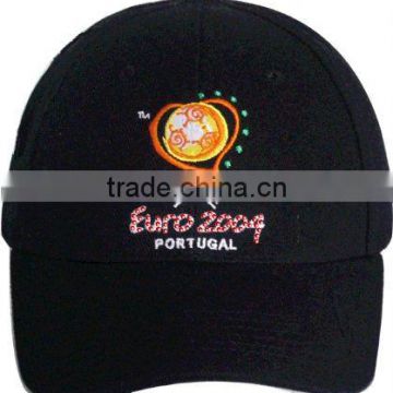 advertising charming&fashionable blinking optical fiber black embroidery football cap with led