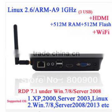 FL300 Linux thin client with WiFi all windows and linux support ARM-A9 Processor 1Ghz Linux 2.6 kernel 512M ram 512M flash