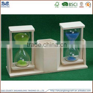 wood kids sand timer & hourglass with a pen pot beautiful sand timer for christmas& birthday gift/present
