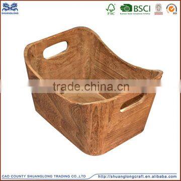 Wholesale small wooden crates/Wooden square boxes with handle