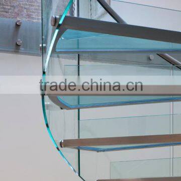 Modern Spiral Staircase With Glass Treads and Glass Railings photo-4