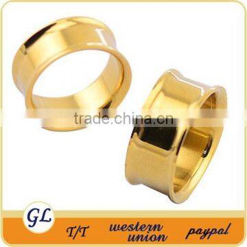 TP01572 gold anodized flesh tunnel piercings , stainless steel flesh tunnel body piercing