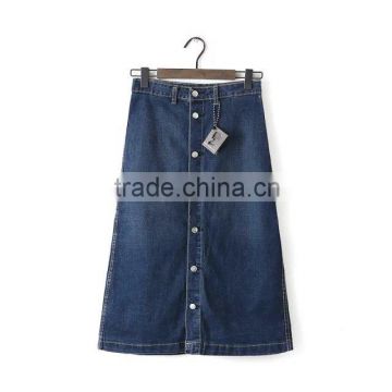 cheap china wholesale clothing button up high waist denim skirt