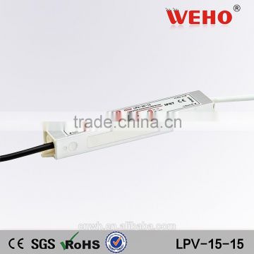 light weight 15w single output waterproof power 220v 15v transformer