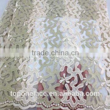 Korea Tulle Lace African Embroidered Tulle Lace Beaded Tulle Fabric photo-3