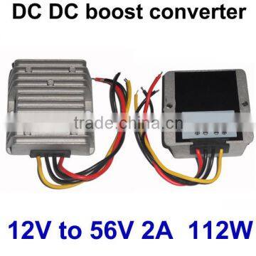 IP68 shockproof small size converter step up transformer 12V solar panels charge 48V battery (DC 12V to 56V 2A)