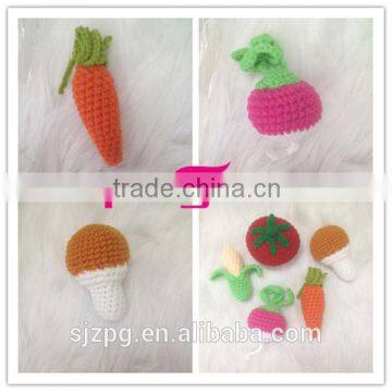 Handmade crochet baby rattles veggies, handmade crochet knitted toys