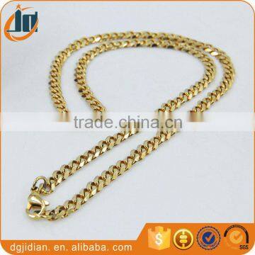 Stainless steel men's Hip Hop real gold plated cuban link chains necklace