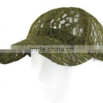 Floral Design Lace Mesh Hat with Elastic Stretch Back