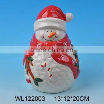 Lovely ceramic Christmas snowman storage tank