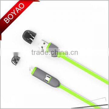 2016 New Design colorful 2 in 1 usb charging cable, dual cable micro usb charging cable