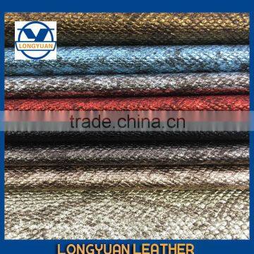 shinny snake skin synthetic leather for shoes animal skin leather