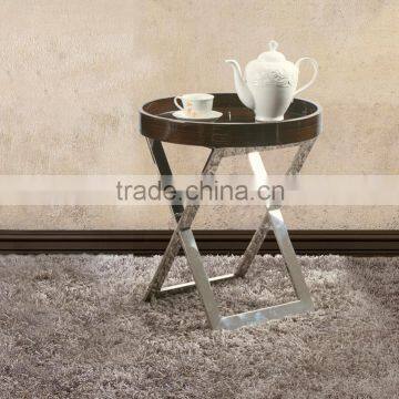 Fashion stainless steel side a few corner of wood tea table