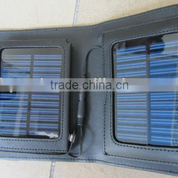 1W PU leather bag/ wallet style/ solar folding charger ,with two pcs of solar panel