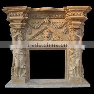 European Style Antique Statue Marble Fireplace