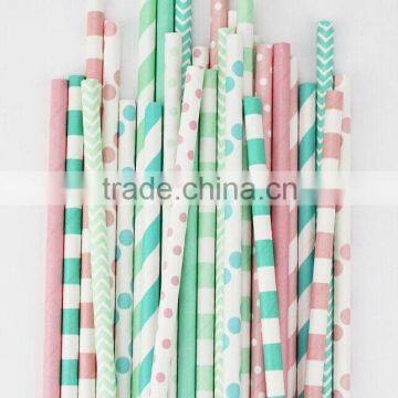 colourful striped beverage paper straws for party decoration