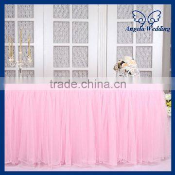 SK005H New Arrival 2015 Beautiful Bridal Ruffled Wedding Pink Tulle Table Skirt photo-2