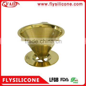 Dishwasher Safe Stable Base Pour Over Stainless Steel Gold Coffee Dripper photo-2