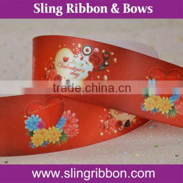 Valentine's Day Decoration Printed Satin Ribbons